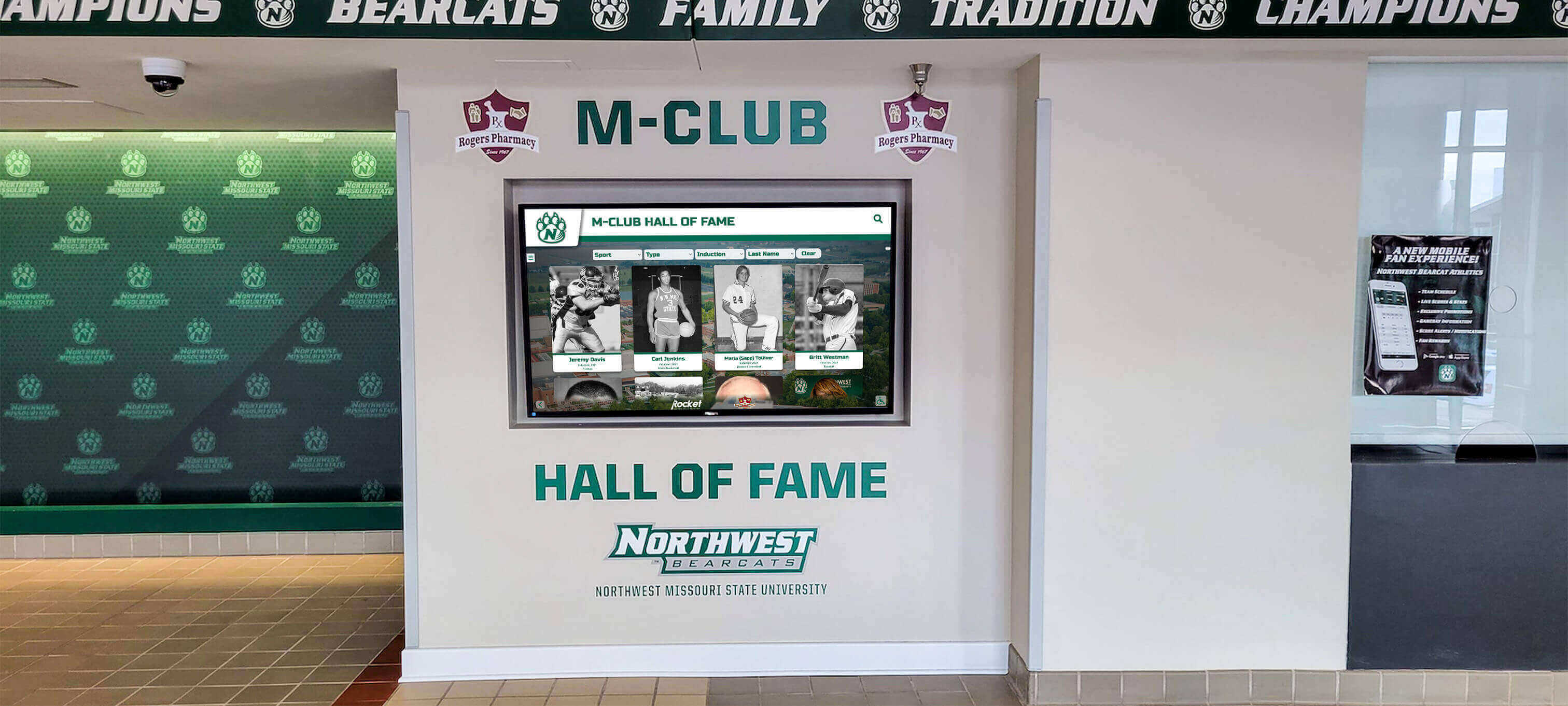 Northwest Bearcats M Club Hall of Fame digital display